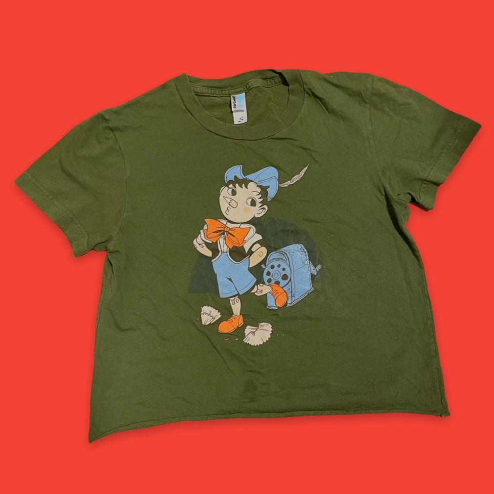 vintage olive pinocchio baby tee